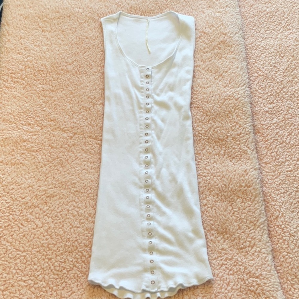 ARE YOU AM I Ribbed Button Up Tank Top Dress